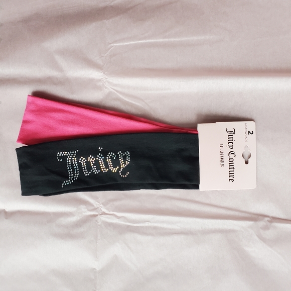 Juicy Couture Accessories - 💕👑NWT Juicy Couture 2-pack headband Rhinestones juicy black pink